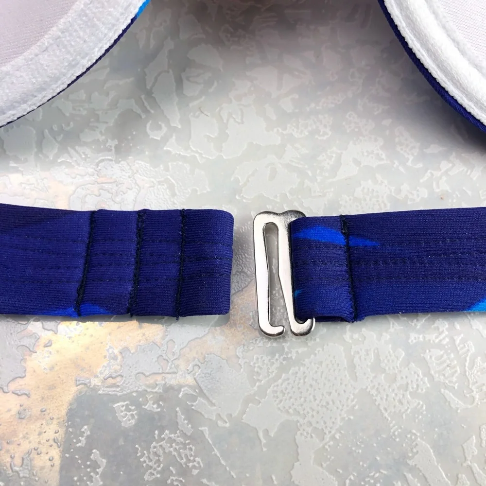 adidas Bandeau Bikini Top Navy, White, Teal, Bathing Suit Top. Size XL NWT - Picture 5 of 8